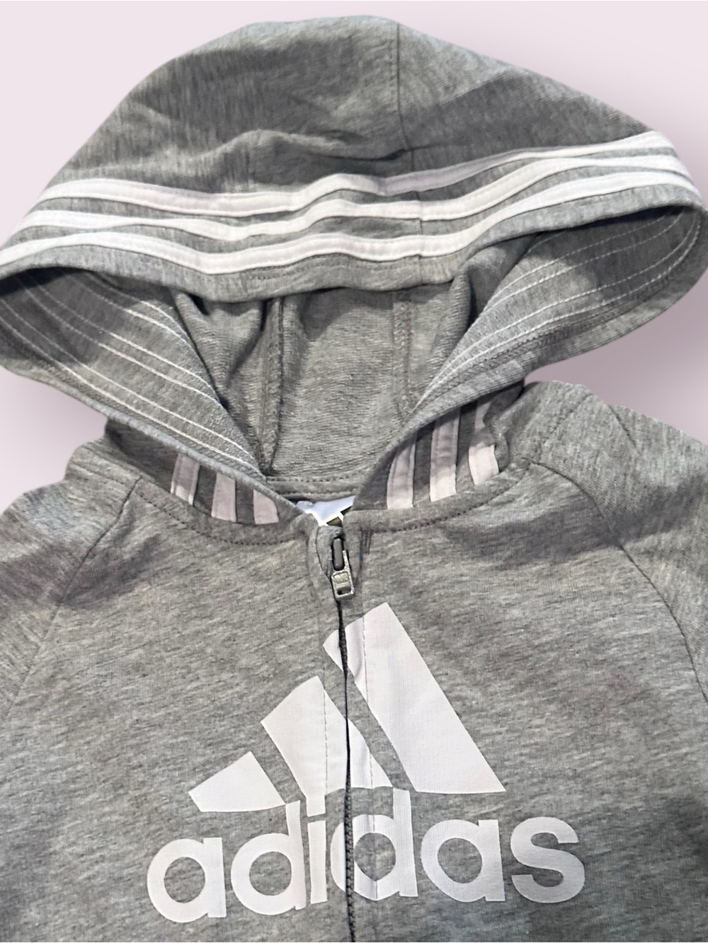 NWT adidas Zip Front Grey Hooded Baby One-Piece Romper Size 9 Months - Picture 6 of 10